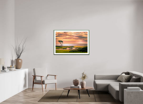 Fine art print of the Pebble Beach 17-mile Road, showcasing scenic views of the Monterey Peninsula's coastline.