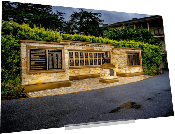 The Monument of Champions showcases major winners at Pebble Beach, a stunning fine art print photograph.