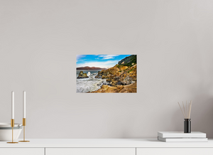 Breathtaking view of rugged cliffs and waves, showcasing The Golden Gate Straits - Coastal Majesty fine art print.