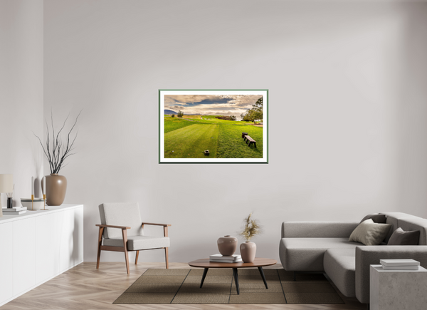 The Par-5 6th at Pebble Beach captures the iconic golf hole, perfect for any sports art lover's collection.
