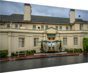 The Lodge at Pebble Beach showcases its iconic entrance, reflecting its rich golfing history and charm.