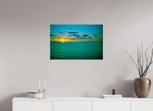 Vibrant A Caribbean Sunset painting showcasing stunning hues over tranquil waters, perfect for home decor.