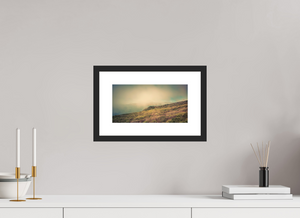 Foggy Day on the Golden Gate Straits showcases a misty view of San Francisco's iconic bridge in the distance.