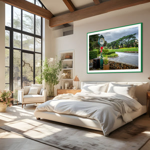 The First Tee at Pebble Beach clock, capturing the essence of this iconic golf course. Fine art print available now.