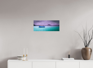 Boats moored in a Caribbean harbor showcase the serene Aftermath in the Harbor scene. Perfect for coastal decor.