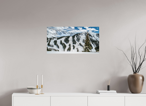 Snow-covered slopes and majestic peaks capture the beauty of Arapahoe Basin, the Face of A-Basin.