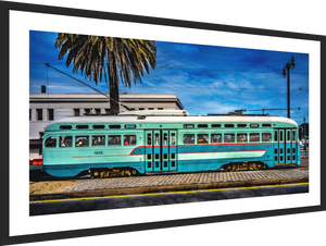 Colorful San Francisco Streetcar on the Embarcadero, showcasing the iconic transit of the city.