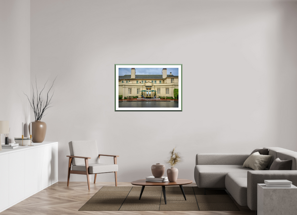 Fine art print showcasing The Lodge at Pebble Beach, highlighting its rich history and stunning architecture.
