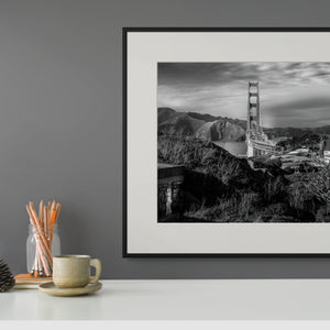 Monochrome Majesty: The Golden Gate Reimagined showcases the iconic bridge in stunning black and white elegance.