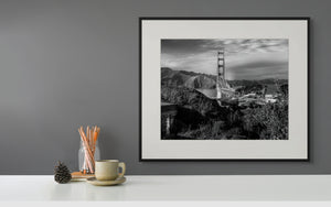 Monochrome Majesty: The Golden Gate Reimagined showcases the iconic bridge in stunning black and white elegance.