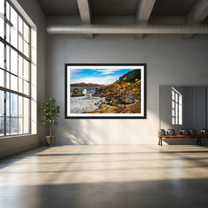 Breathtaking view of rugged cliffs and waves in The Golden Gate Straits - Coastal Majesty fine art print.