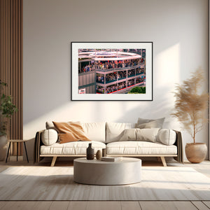 Elegant guests enjoy the exclusive VIP at Monaco GP hospitality area, capturing the race's opulence and excitement.